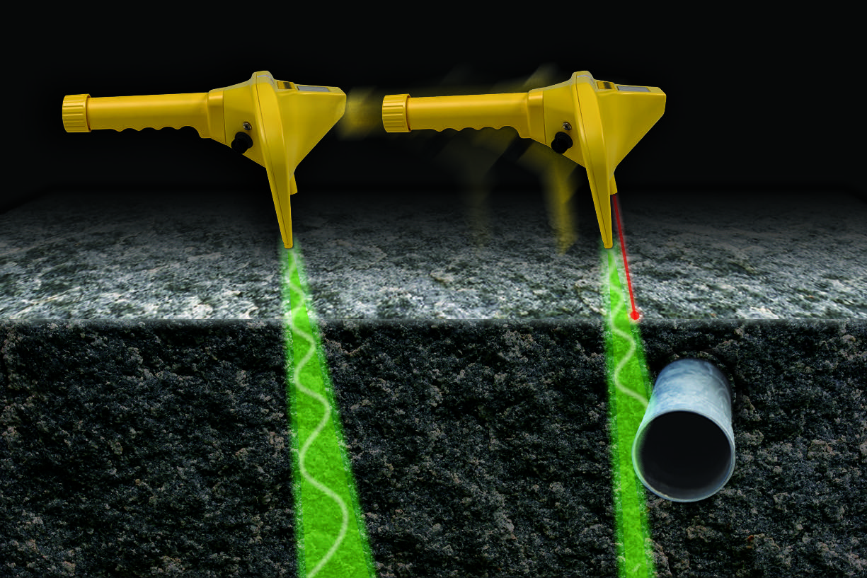 SubSurface Instruments' own marketing illustration of the AML Pro locating buried pipe