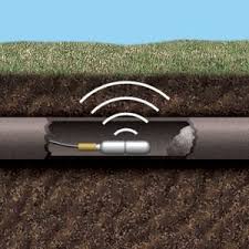 Pipe sonde transmitter on a flexible push rod